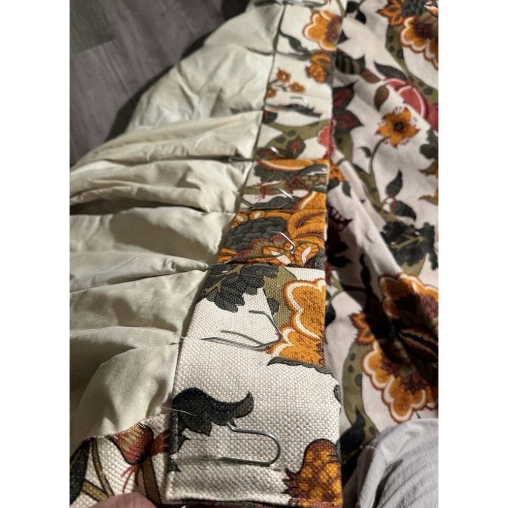 CUSTOM FRENCH COUNTRY P KAUFMANN FLORAL CURTAIN PANELS 60”L X2 Panels 70s Pinch